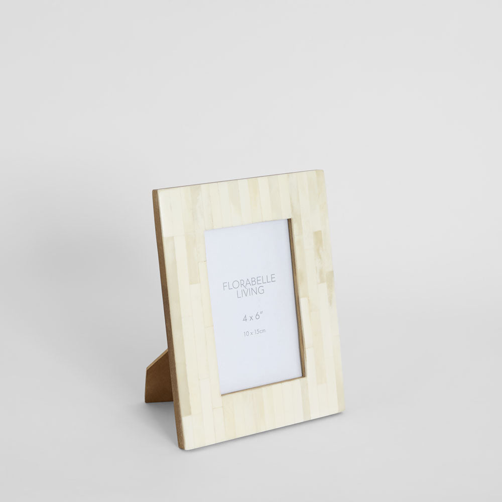 Nira Bone Inlay 4 x 6 Photo Frame White