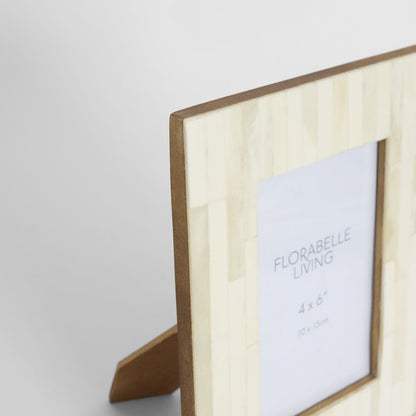 Nira Bone Inlay 4 x 6 Photo Frame White