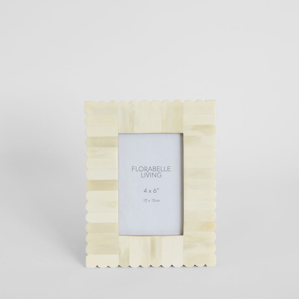 Rhea Bone Inlay 4 x 6 Photo Frame White