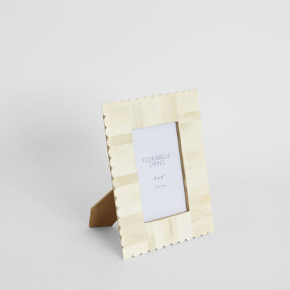 Rhea Bone Inlay 4 x 6 Photo Frame White