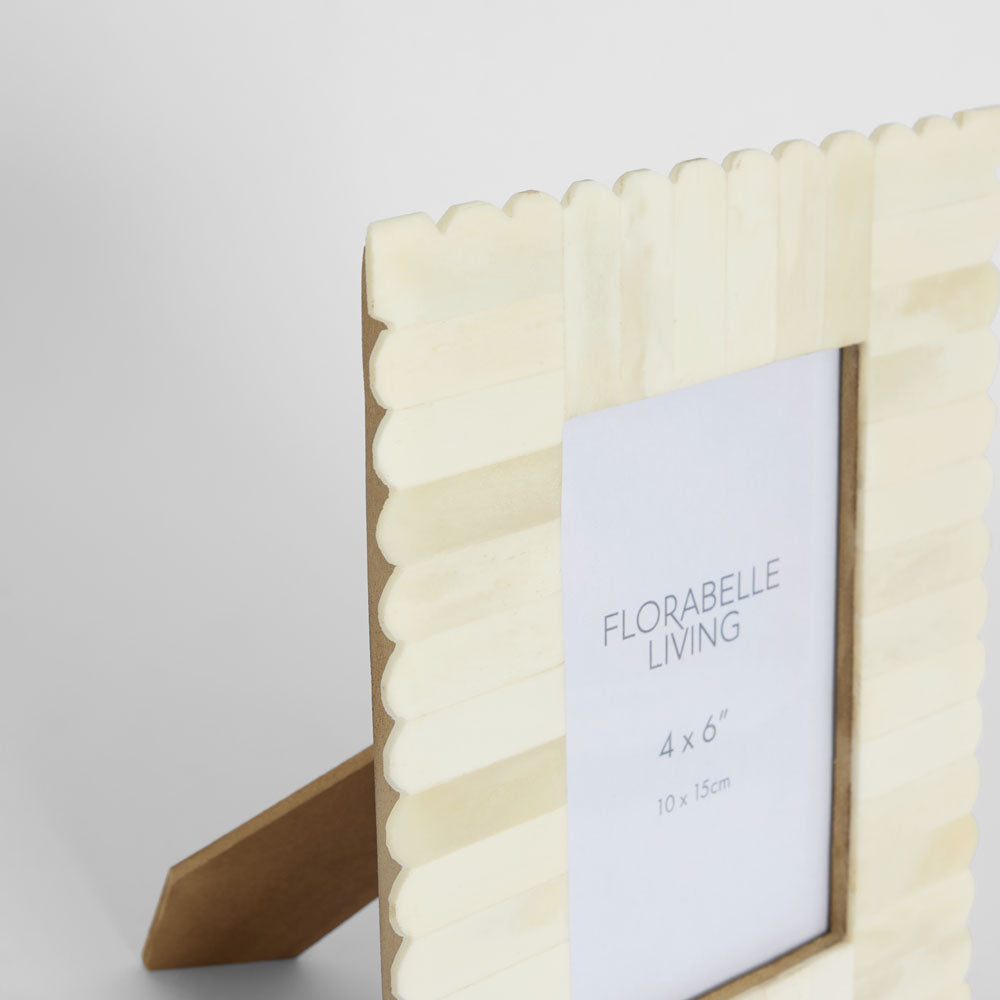 Rhea Bone Inlay 4 x 6 Photo Frame White