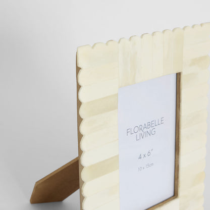 Rhea Bone Inlay 4 x 6 Photo Frame White