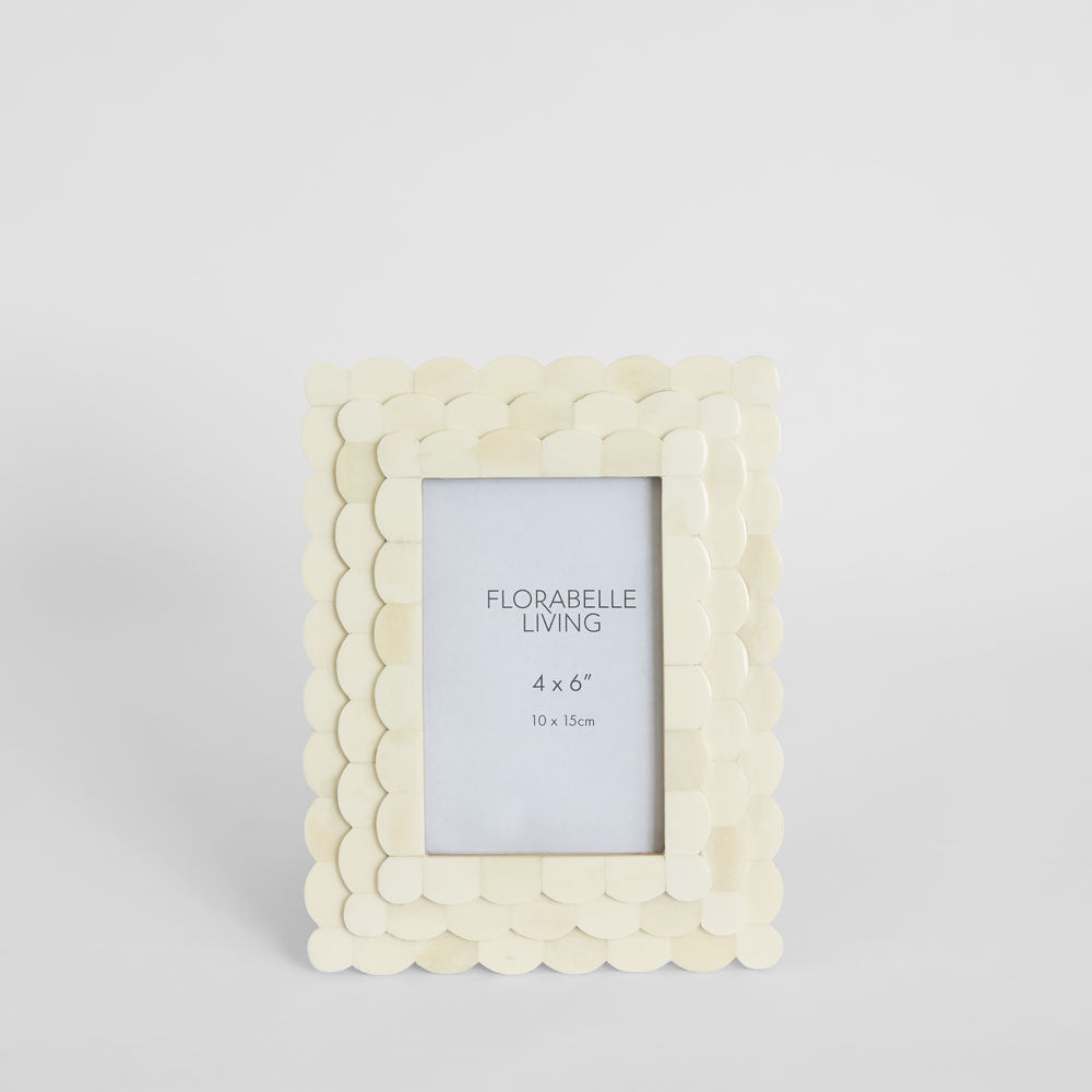 Weva Bone Inlay 4 x 6 Photo Frame White