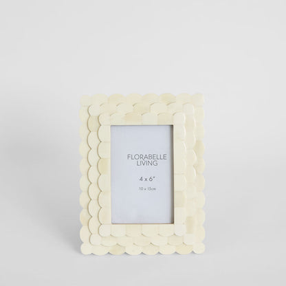 Weva Bone Inlay 4 x 6 Photo Frame White