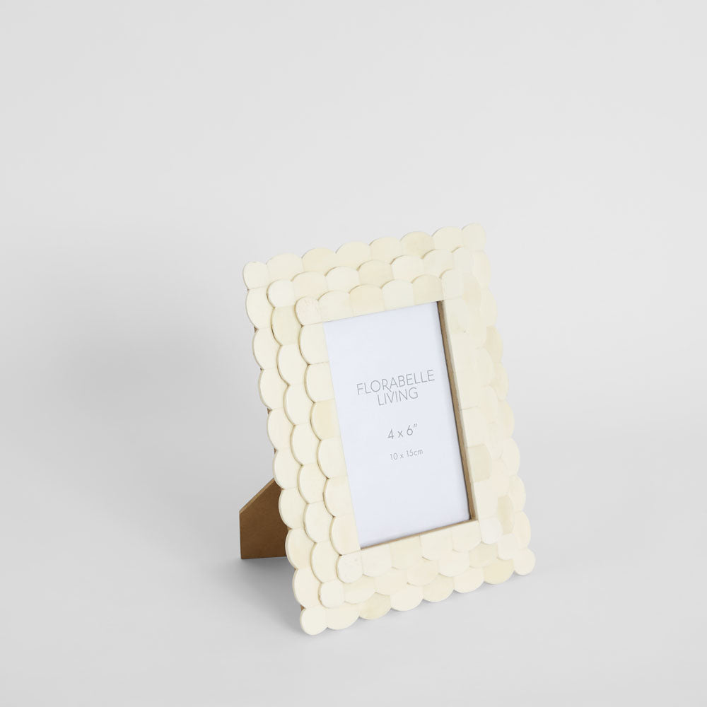 Weva Bone Inlay 4 x 6 Photo Frame White