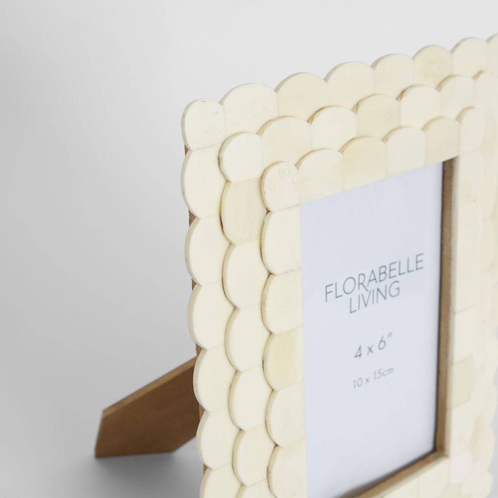 Weva Bone Inlay 4 x 6 Photo Frame White