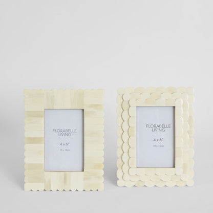 Weva Bone Inlay 4 x 6 Photo Frame White