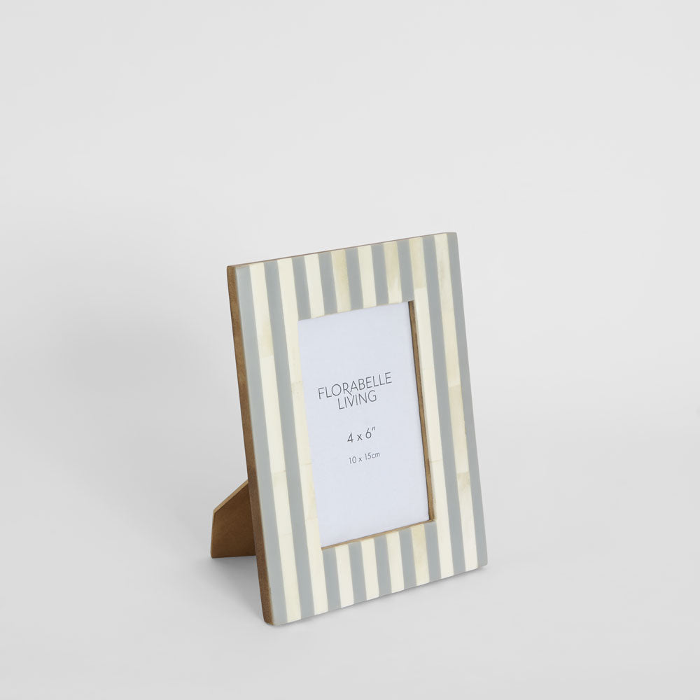 Lira Bone Inlay 4 x 6 Photo Frame Grey & White