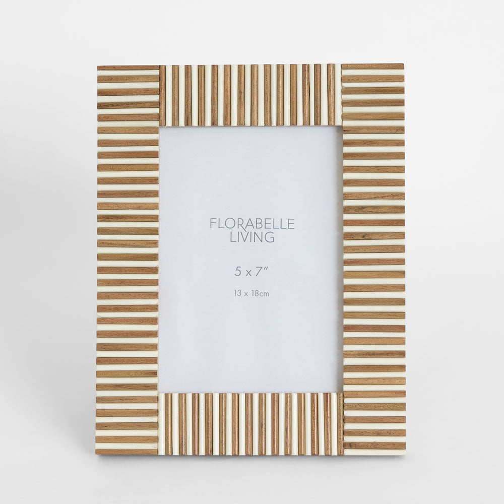 Oran Bone Inlay 5 x 7 Photo Frame Brown & White