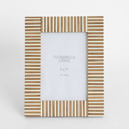Oran Bone Inlay 5 x 7 Photo Frame Brown & White