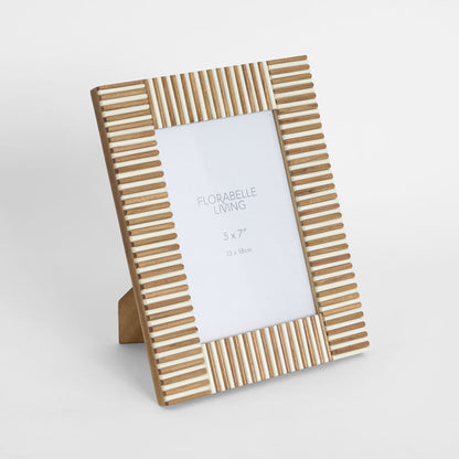 Oran Bone Inlay 5 x 7 Photo Frame Brown & White