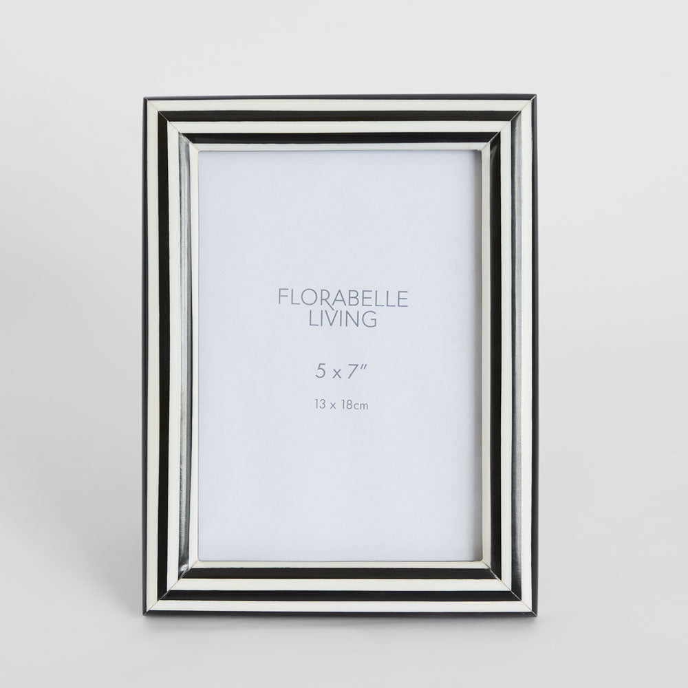 Aaro Bone Inlay 5 x 7 Photo Frame Black & White