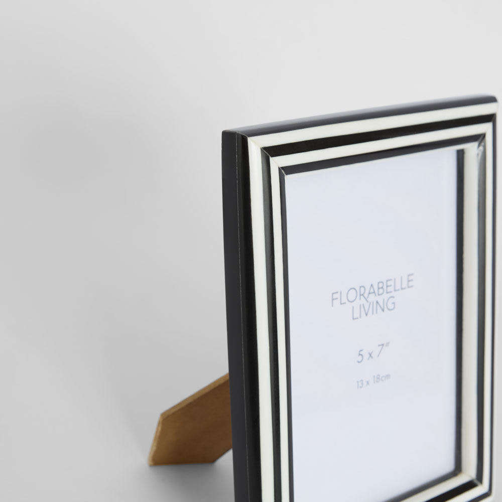 Aaro Bone Inlay 5 x 7 Photo Frame Black & White