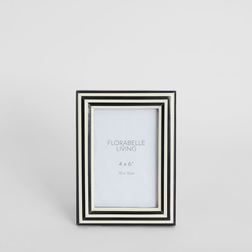 Aaro Bone Inlay 4 x 6 Photo Frame Black & White