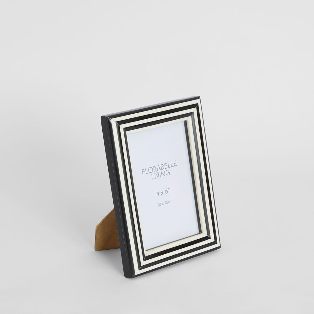 Aaro Bone Inlay 4 x 6 Photo Frame Black & White
