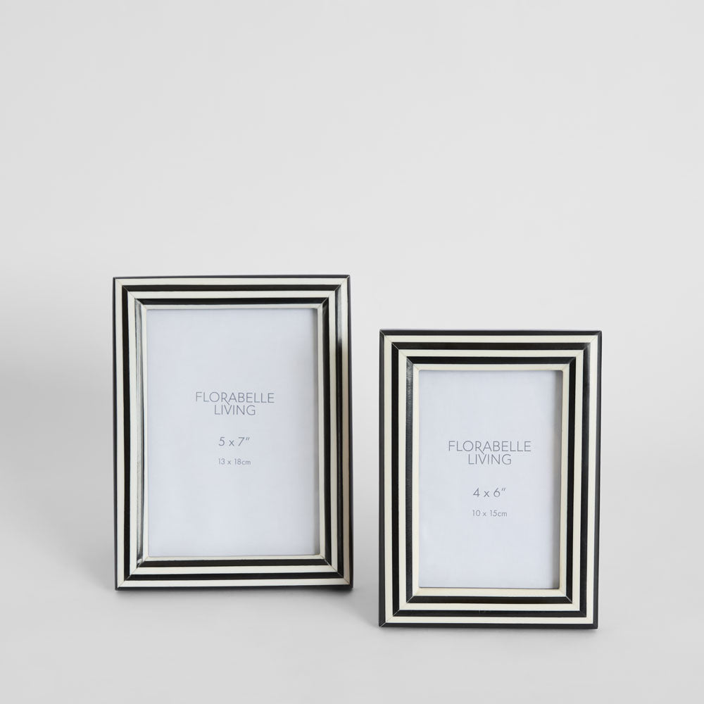 Aaro Bone Inlay 4 x 6 Photo Frame Black & White