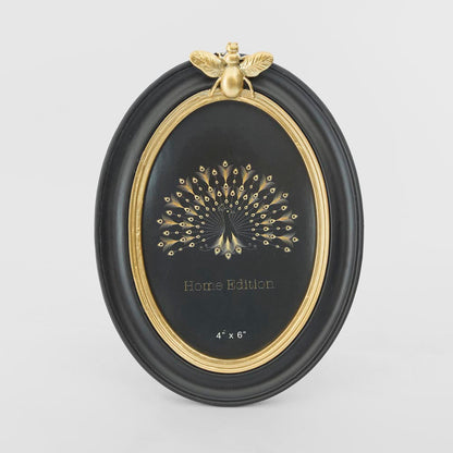 Vera Bee Oval Photo Frame 4 x 6 Black & Gold