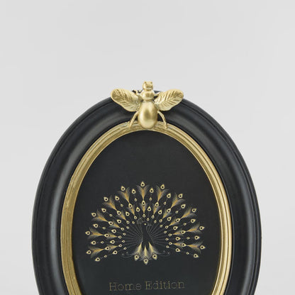 Vera Bee Oval Photo Frame 4 x 6 Black & Gold