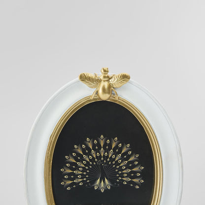 Vera Bee Oval Photo Frame 4 x 6 White & Gold