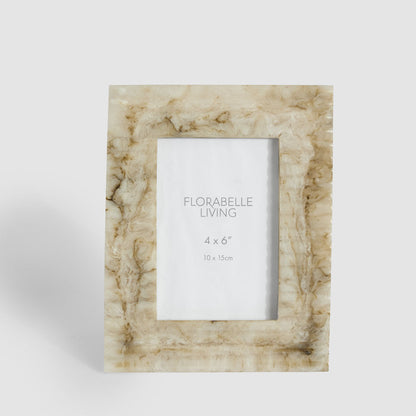 Mist 4 x 6 Ribbed Resin Photo Frame Beige