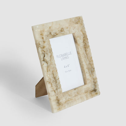Mist 4 x 6 Ribbed Resin Photo Frame Beige