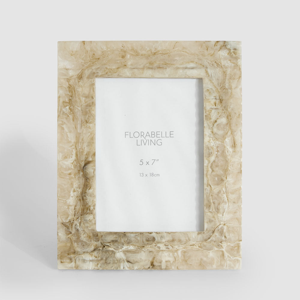 Mist 5 x 7 Ribbed Resin Photo Frame Beige