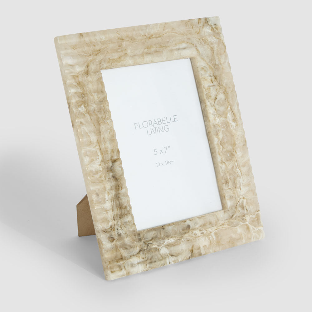 Mist 5 x 7 Ribbed Resin Photo Frame Beige