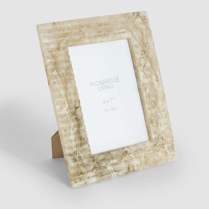 Mist 5 x 7 Ribbed Resin Photo Frame Beige