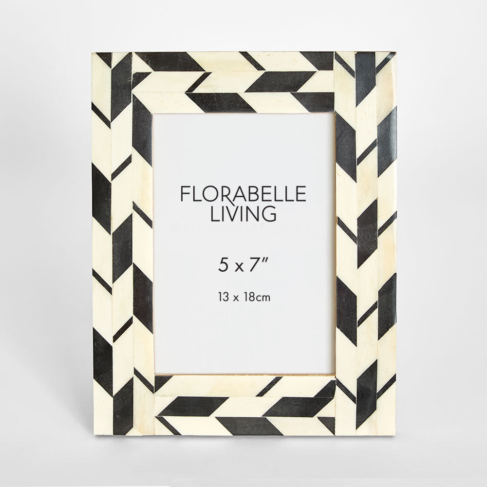 Ona Bone Inlay 5 x 7  Photo Frame Black & White