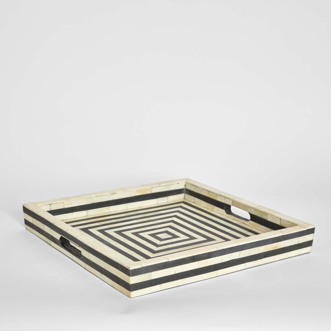 Reed Bone Inlay Tray Black & White