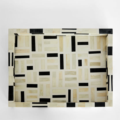 Cubo Bone Inlay Tray White & Black