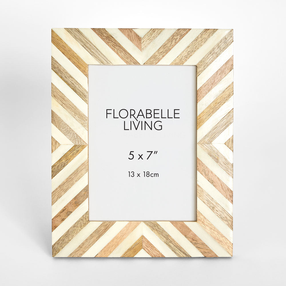 Tova Bone Inlay 5 x 7  Photo Frame Natural & White