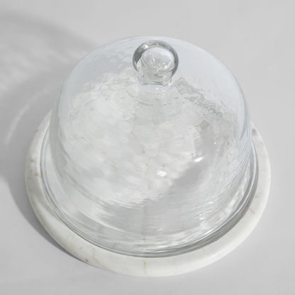 Franche Wide Cloche Marble White