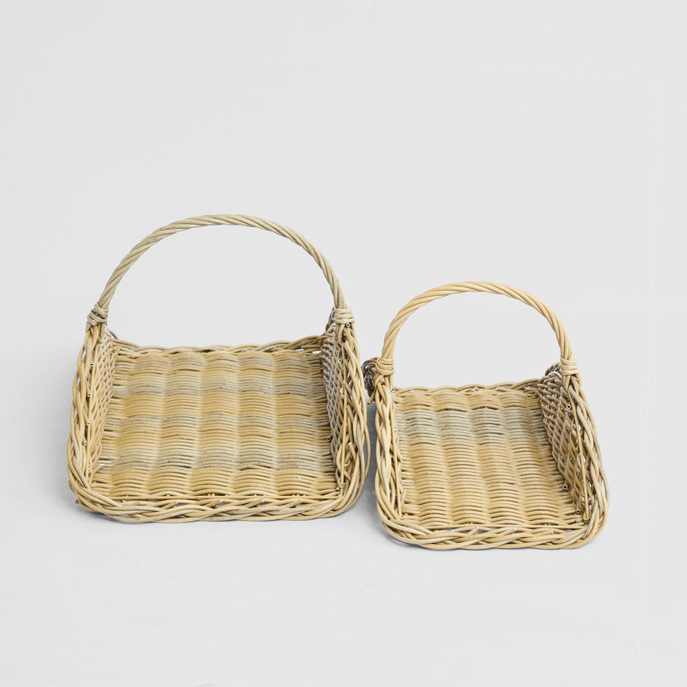 Saguaro Wood Basket PE Rattan