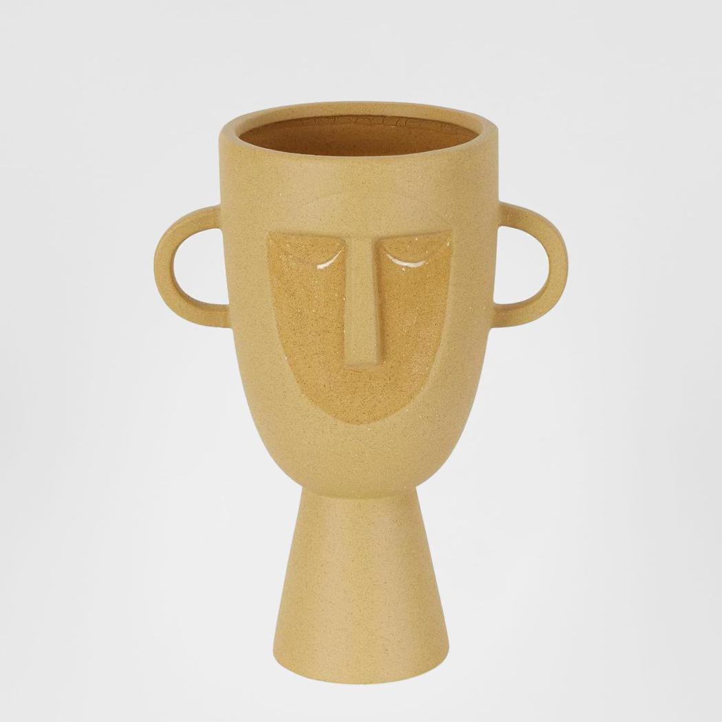 Coltrane Stoneware Face Vase Sand
