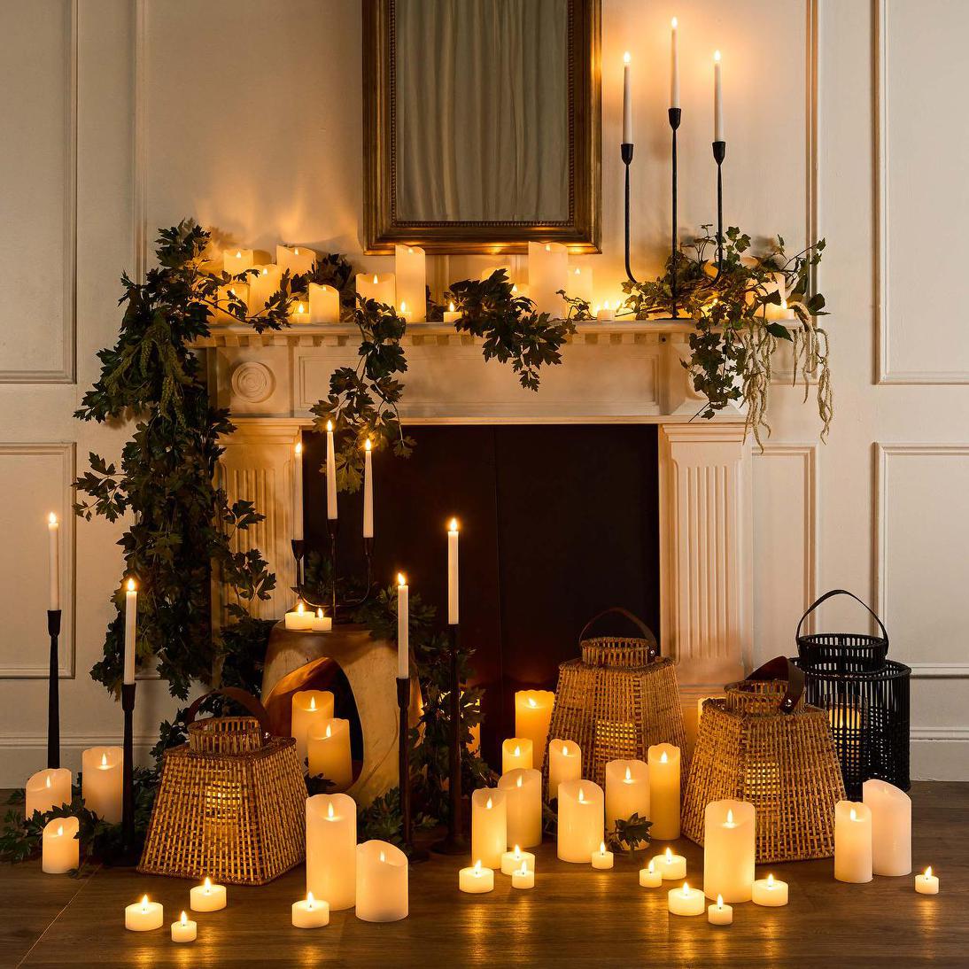 LED Battery Operated Wax Flameless Candle White 20cm