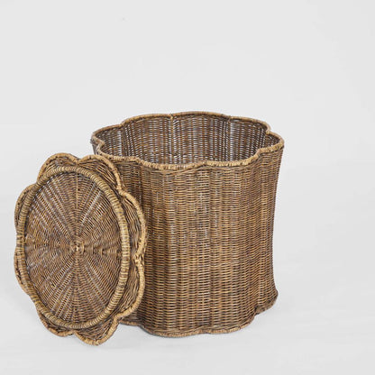 Valley Scallop Rattan Basket Brown