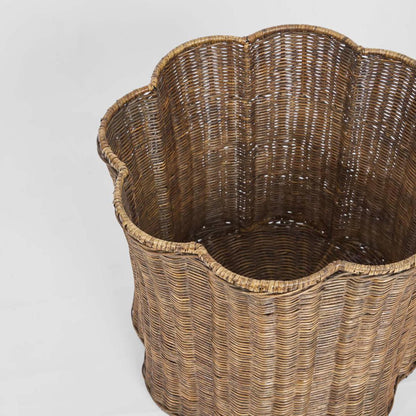 Valley Scallop Rattan Basket Brown