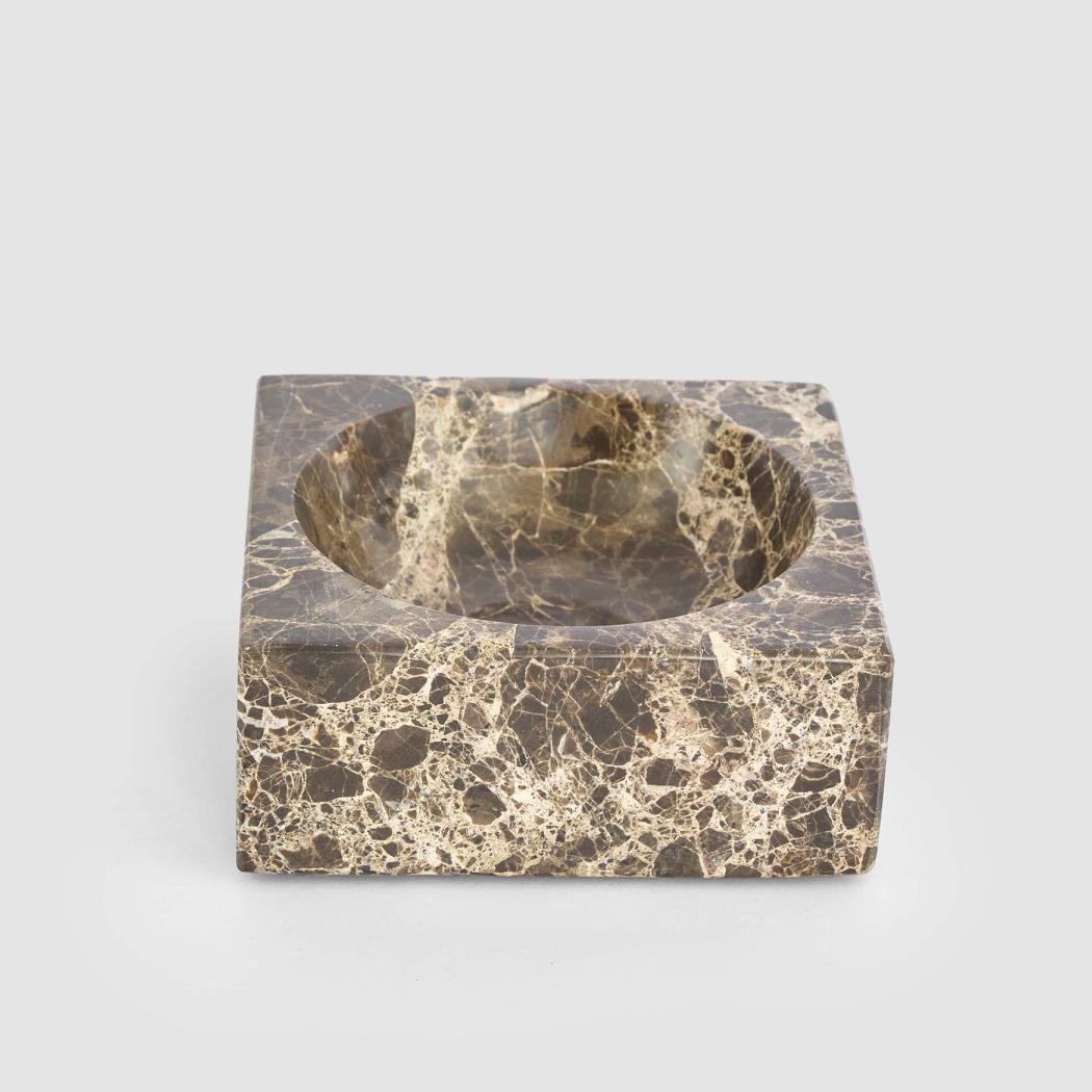 Oro Concave Bowl Dark Emperador Marble