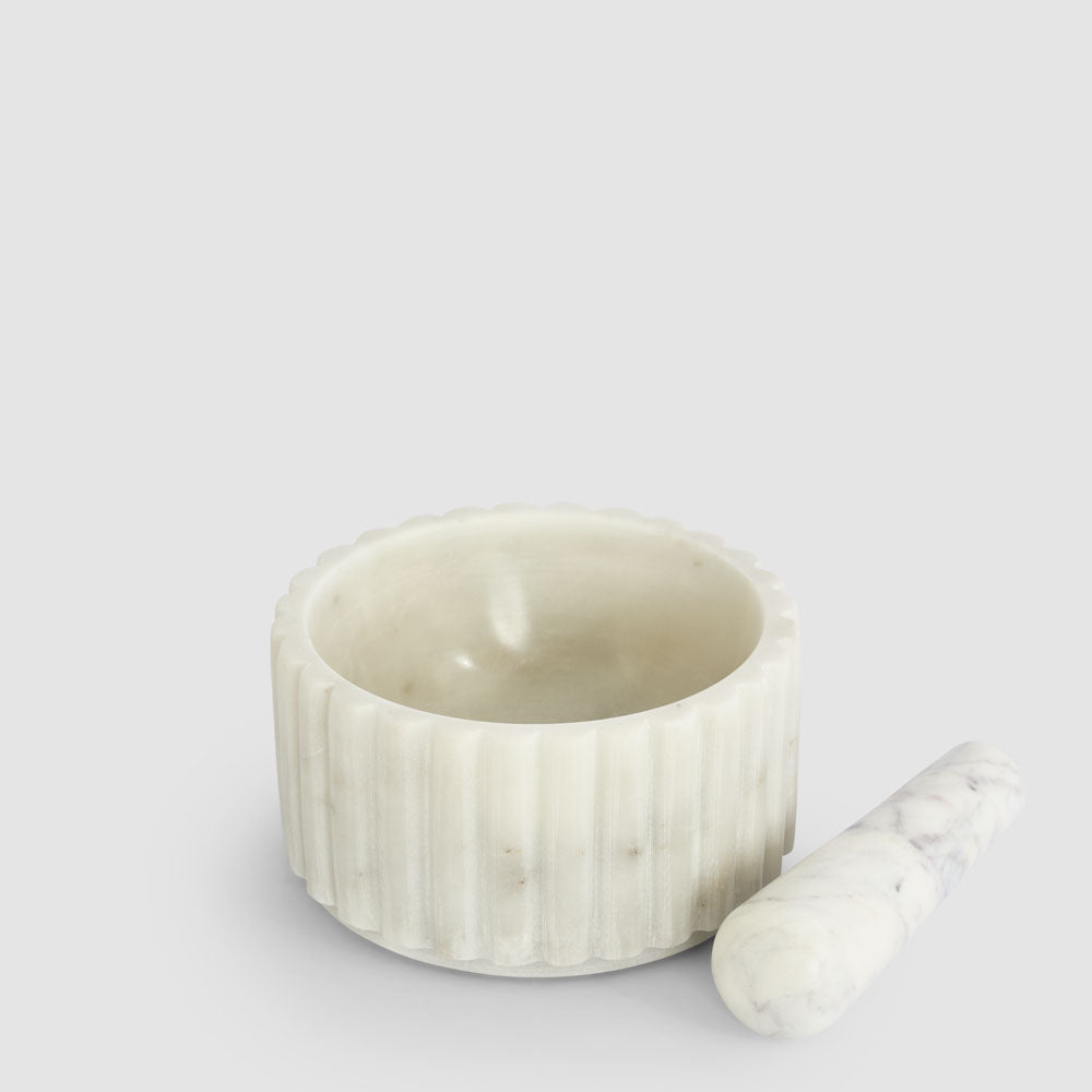 Roma Ribbed Mortar & Pestle Marble