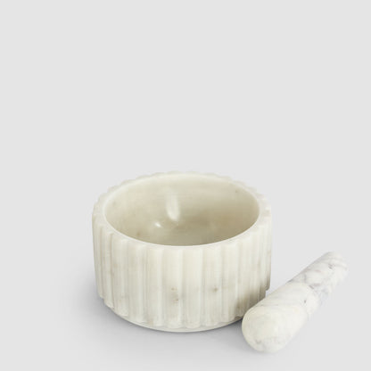 Roma Ribbed Mortar & Pestle Marble