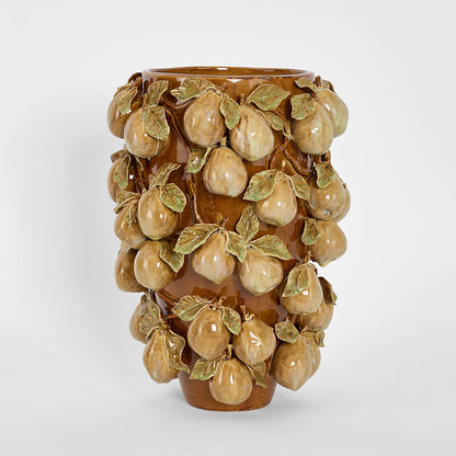 Pear Tall Vase Brown & Cream
