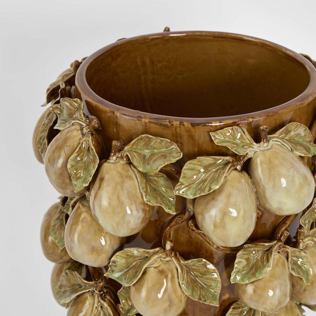 Pear Tall Vase Brown & Cream