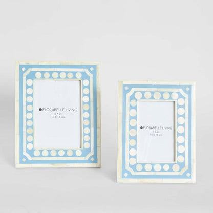Zena Bone Inlay Photo Frame Light Blue 4x6