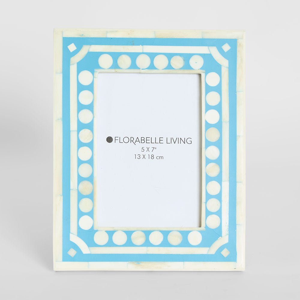 Zena Bone Inlay Photo Frame Light Blue 5x7