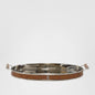 Verona Oval Tray Leather Brown and Silver