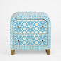 Adina Bone Inlay Bedside Table Aqua/White