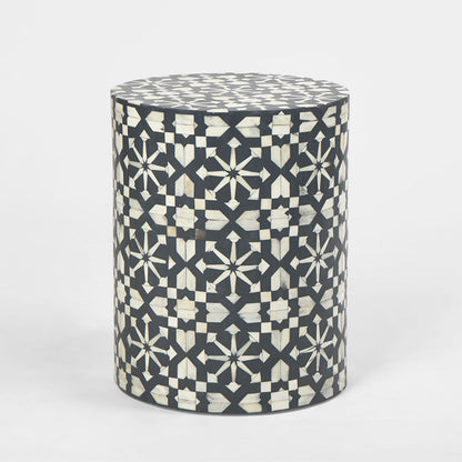 Adina Bone Inlay Side Table Grey/White