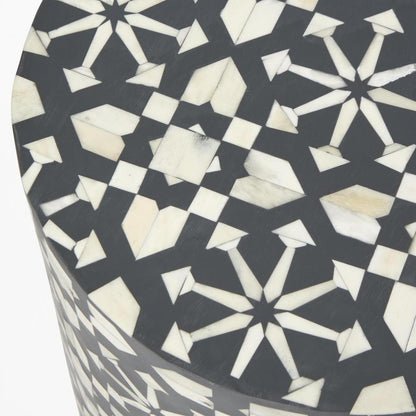 Adina Bone Inlay Side Table Grey/White