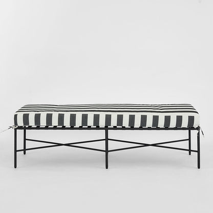 Sheffield Bench Outdoor with B/W Stripe Cushion